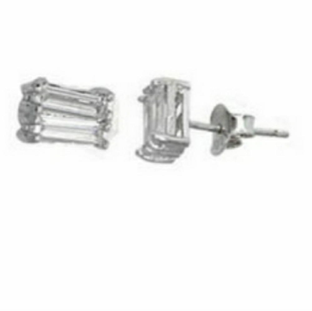 Sterling Silver Baguette Stud Earrings